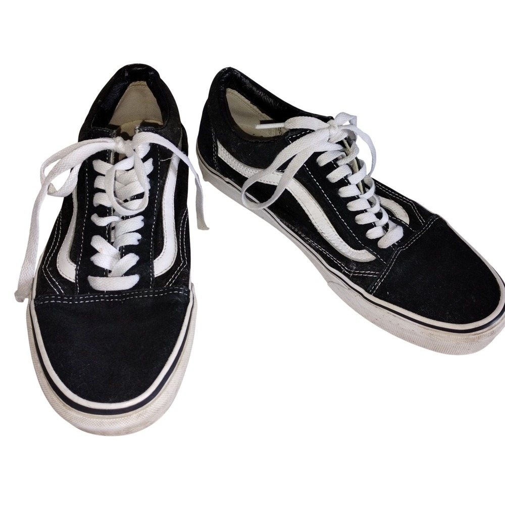 Vans Old Skool Black White Suede Canvas Low Top Skate‎ Shoes Mens 9 Womens 10.5